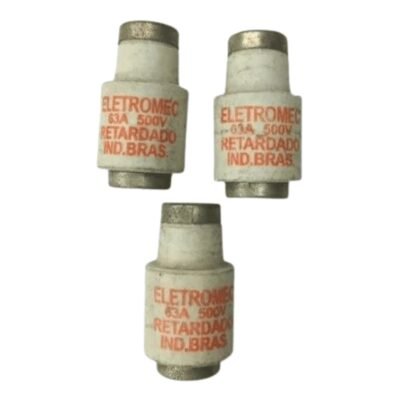 FUSÍVEL DIAZED RETARDADO ELETROMEC 63A 500V KIT 03 UN
