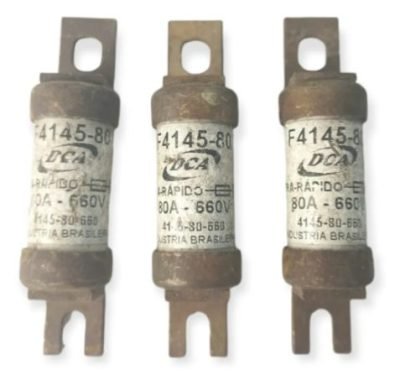 FUSÍVEL ULTRA-RÁPIDO DCA 80A 660V F4145-80 KIT 3 UN