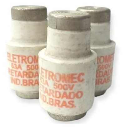 FUSÍVEL DIAZED RETARDADO ELETROMEC 63A 500V KIT 03 UN - Imagem 2