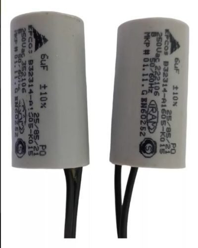 CAPACITOR EPCOS 6UF 250VCC 50/60HZ KIT 2 UN - Imagem 2