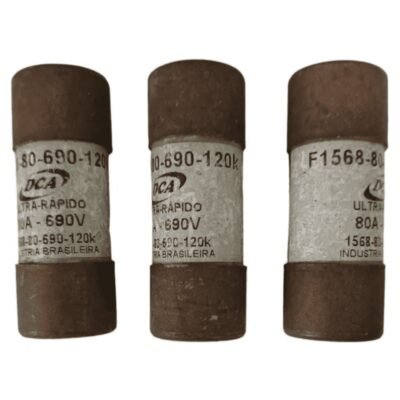 FUSÍVEL CARTUCHO ULTRA RÁPIDO DCA 80A 690V KIT 3 UNIDADES