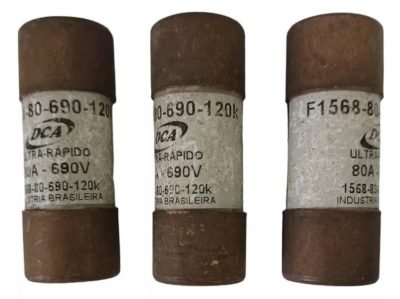 FUSÍVEL CARTUCHO ULTRA RÁPIDO DCA 80A 690V KIT 3 UNIDADES - Imagem 2