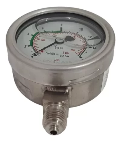 MANOMÊTRO PRESSÃO WIKA GLICERINA 63MM 16 BAR 230 PSI - Imagem 2