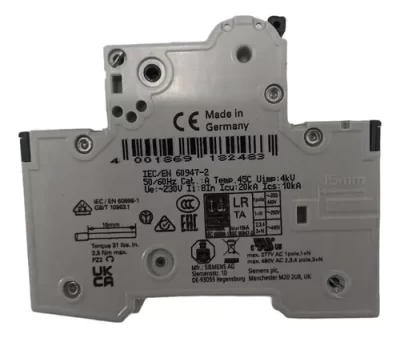 DISJUNTOR SIEMENS 5SY4510-7 10A CURVA C 230V 1P+N - Imagem 3