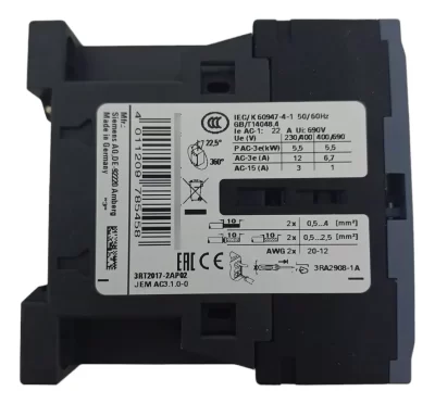 CONTATOR TRIPOLAR SIEMENS 12A 3RT2017-2AP02 SIRIUS 230V - Imagem 4