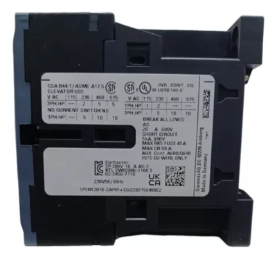 CONTATOR SIEMENS 16A 3 POLOS 3RT2018-2AP01 - Imagem 4