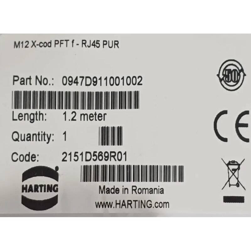 CABO MONTADO M12XCOD PFT F- RJ45PUR HARTING 1,2M - AMARELO - Imagem 4