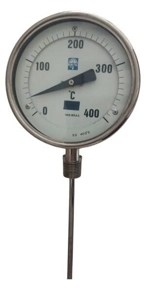 TERMÔMETRO BIMETÁLICO INDUSTRIAL 0 A 400°C HASTE 590MM
