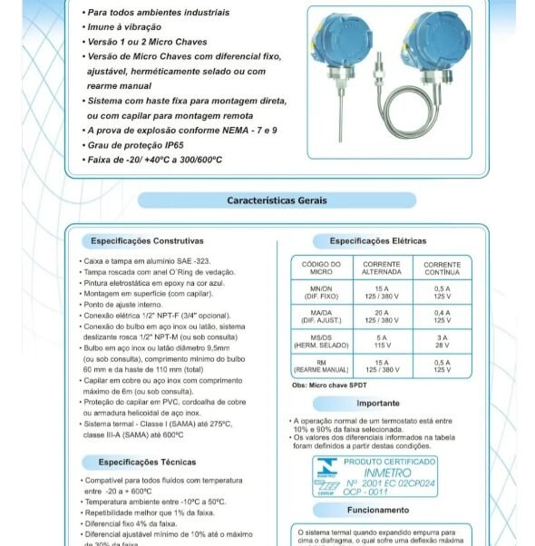 TERMOSTATO TER-PRESS TP T EX MA 40 CA TEMP. MÁXIMA 200°C FAIXA 25/95 - Imagem 7